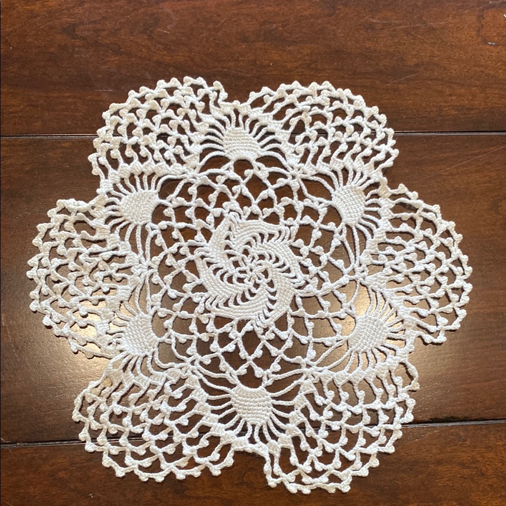 Intricate Off White Vintage Hand Crocheted Doily!